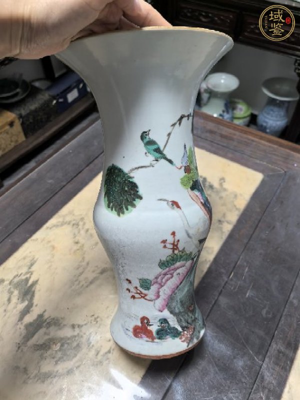 古玩陶瓷民國時期花鳥紋花觚真品鑒賞圖