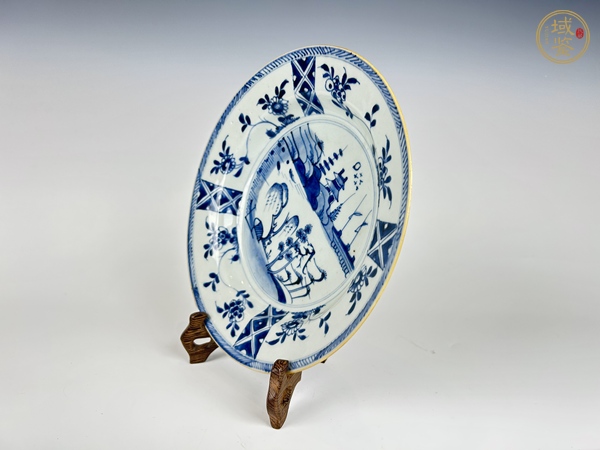 古玩陶瓷清康熙·青花開窗遠(yuǎn)山近水盤真品鑒賞圖