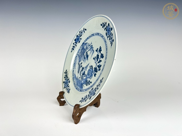 古玩陶瓷清康熙·亭臺樓閣青花盤真品鑒賞圖