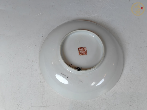 古玩陶瓷晚清民國(guó)百花不落地花卉紋粉彩盤(pán)真品鑒賞圖
