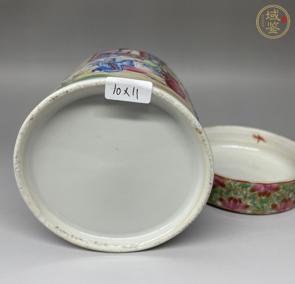 古玩陶瓷廣彩人物故事蓋缸真品鑒賞圖