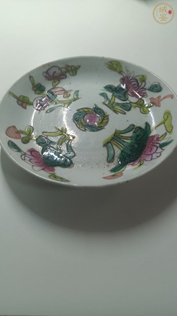 古玩陶瓷晚清四季花卉紋盤真品鑒賞圖