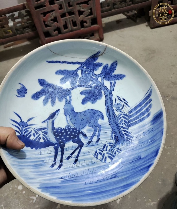 古玩福祿壽青花盤真品鑒賞圖