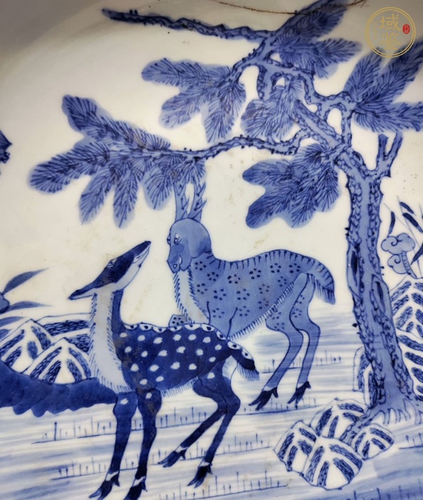 古玩陶瓷福祿壽青花盤真品鑒賞圖