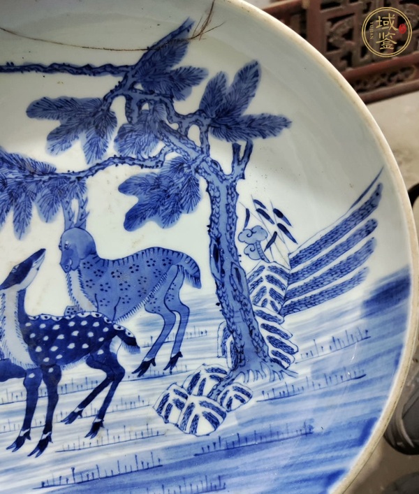 古玩陶瓷福祿壽青花盤真品鑒賞圖