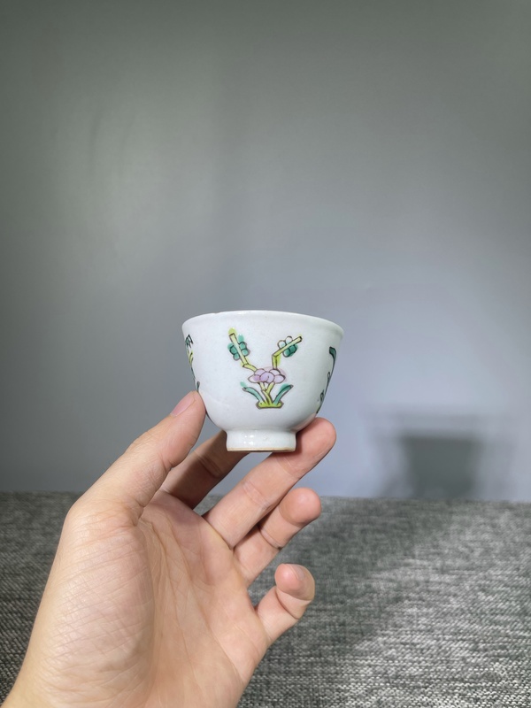 古玩陶瓷晚清.粉彩四君子‘梅蘭竹菊’圖仰鐘杯拍賣,當前價格0元