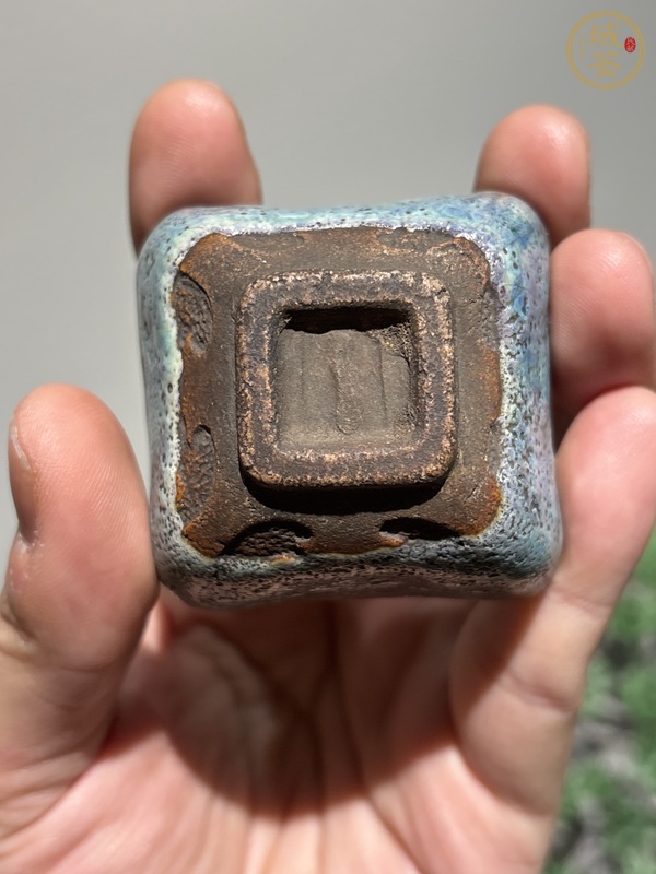 古玩陶瓷鈞釉四方花盆真品鑒賞圖