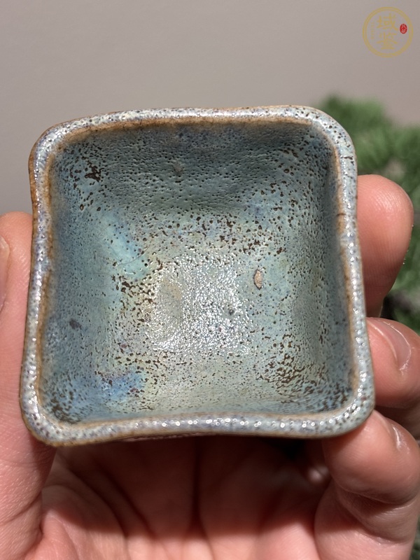 古玩陶瓷鈞釉四方花盆真品鑒賞圖