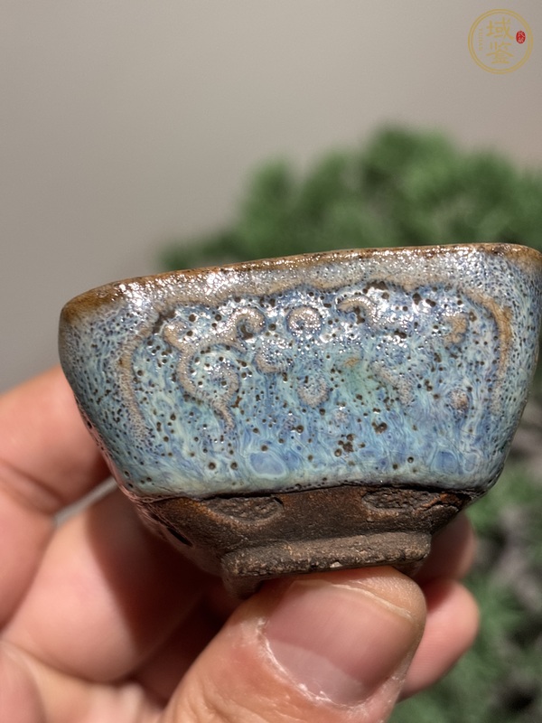 古玩陶瓷鈞釉四方花盆真品鑒賞圖