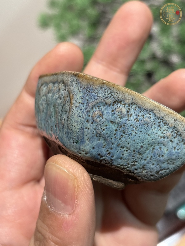 古玩陶瓷鈞釉四方花盆真品鑒賞圖
