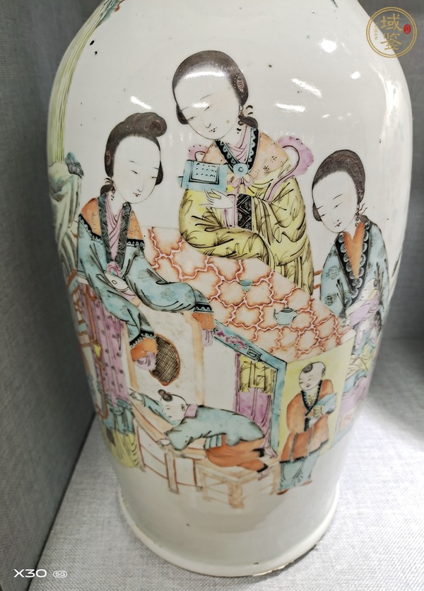 古玩陶瓷淺絳彩人物紋大瓶真品鑒賞圖