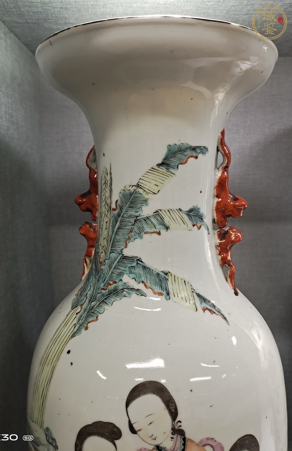 古玩陶瓷淺絳彩人物紋大瓶真品鑒賞圖