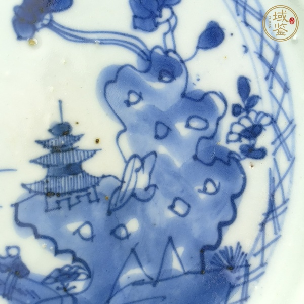 古玩陶瓷青花山水人物紋盤真品鑒賞圖