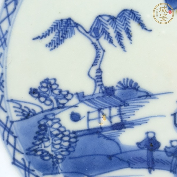 古玩陶瓷青花山水人物紋盤真品鑒賞圖