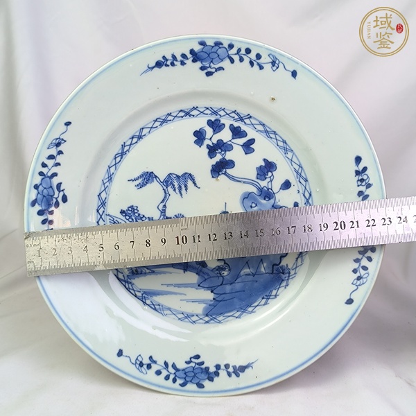 古玩陶瓷青花山水人物紋盤真品鑒賞圖