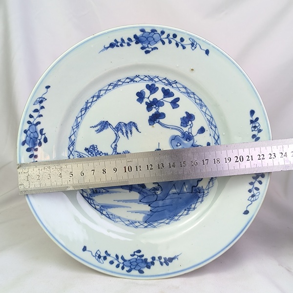 古玩陶瓷清康熙青花山水人物紋盤拍賣,當前價格1000元
