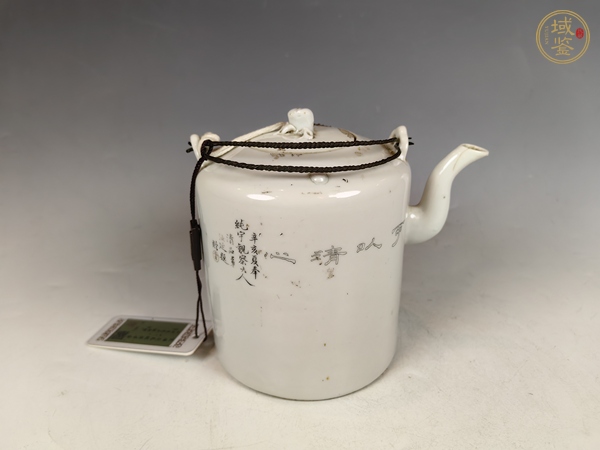 古玩陶瓷民國刻瓷墨彩花卉鳥紋茶壺真品鑒賞圖