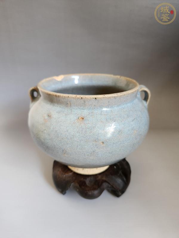 古玩陶瓷元代·鈞窯天藍釉雙系罐 真品鑒賞圖