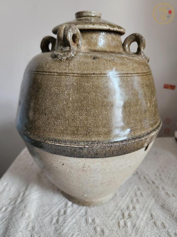 古玩陶瓷兩晉南北朝·青釉四系蓋罐 真品鑒賞圖