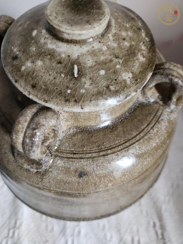 古玩陶瓷兩晉南北朝·青釉四系蓋罐 真品鑒賞圖