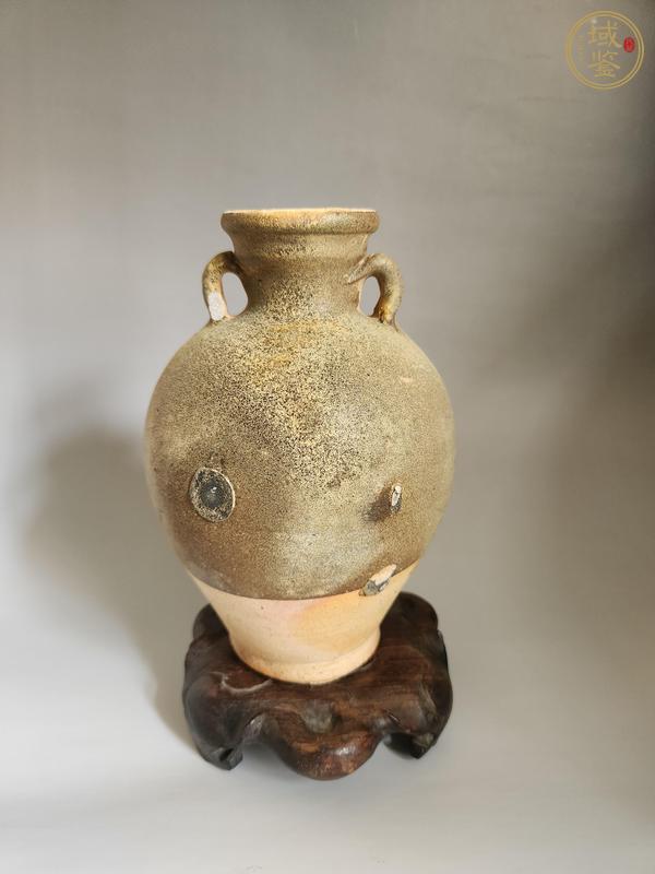 古玩陶瓷唐代·褐釉雙系瓶 真品鑒賞圖