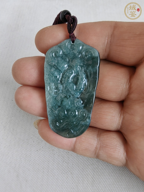 古玩玉器天然翡翠雕“龍牌”真品鑒賞圖
