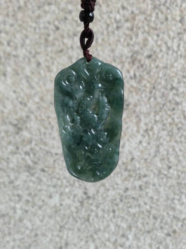 古玩玉器天然翡翠雕“龍牌”拍賣，當前價格298元