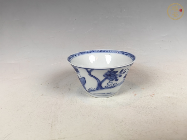 古玩陶瓷清康熙東方朔偷桃人物故事紋青花主人杯真品鑒賞圖