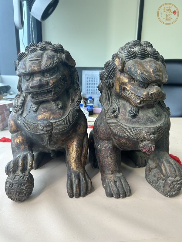 古玩木獅子雕件真品鑒賞圖