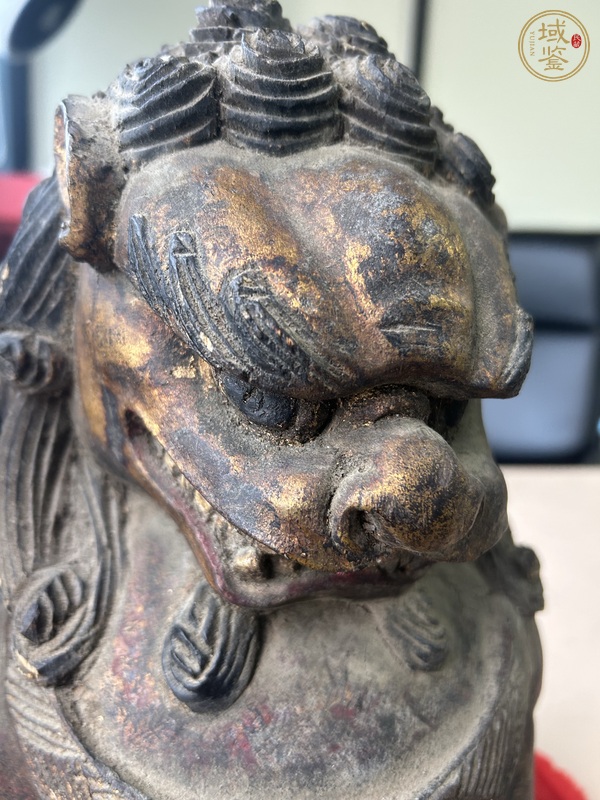 古玩雜項木獅子雕件真品鑒賞圖
