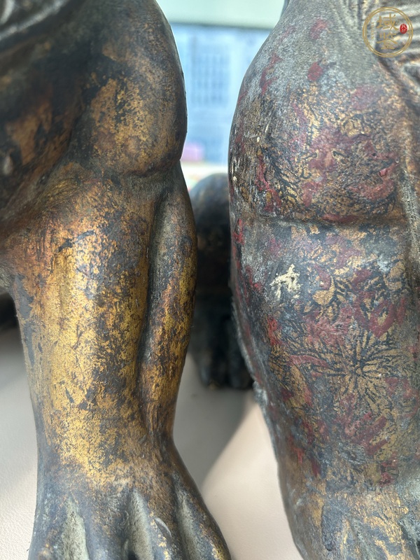 古玩雜項木獅子雕件真品鑒賞圖