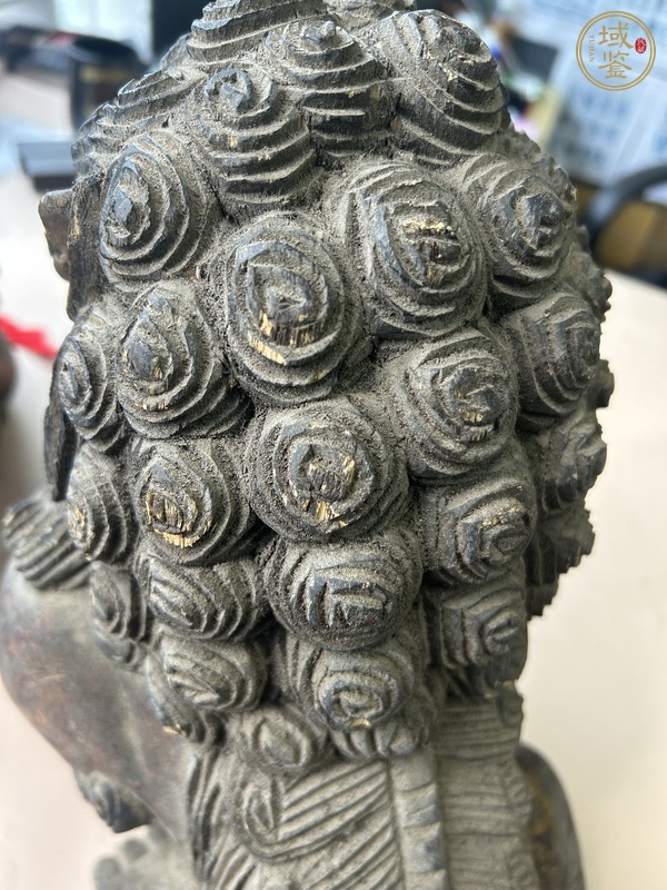 古玩雜項木獅子雕件真品鑒賞圖