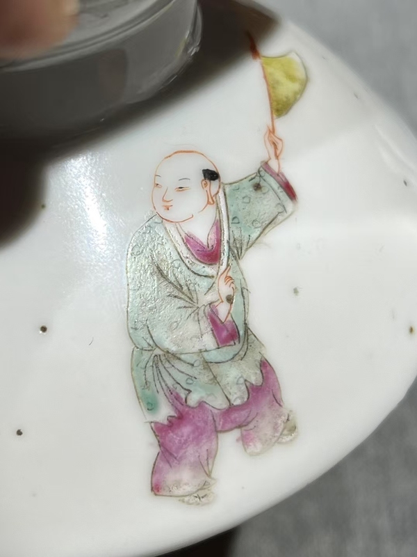 古玩陶瓷晚清粉彩嬰戲?qū)m燈底座拍賣，當(dāng)前價格4580元