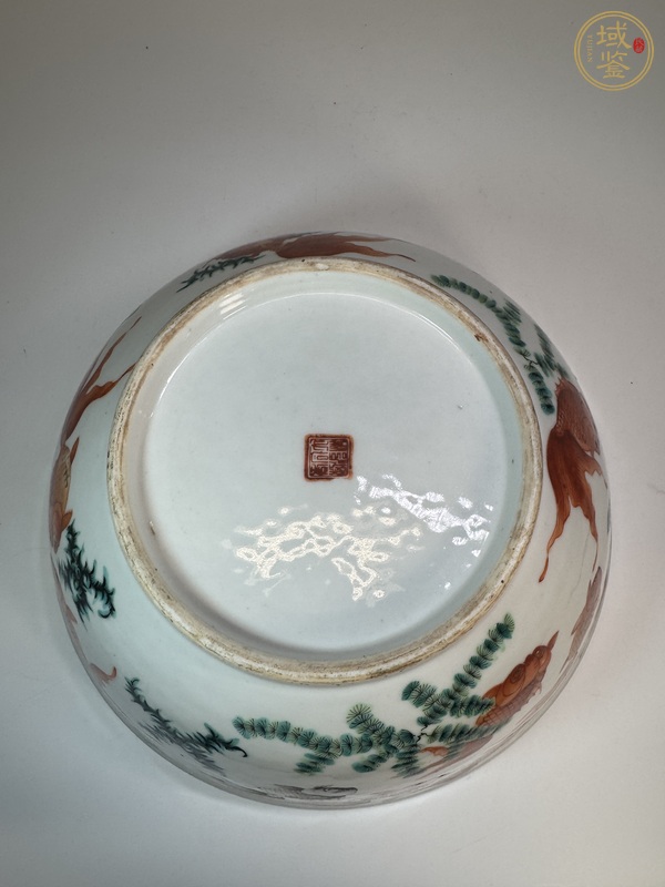 古玩陶瓷魚(yú)藻紋粉彩大碗真品鑒賞圖