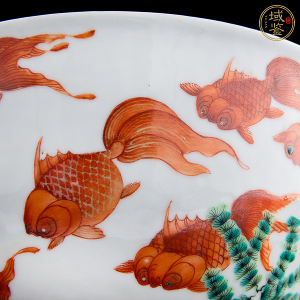 古玩陶瓷魚(yú)藻紋粉彩大碗真品鑒賞圖