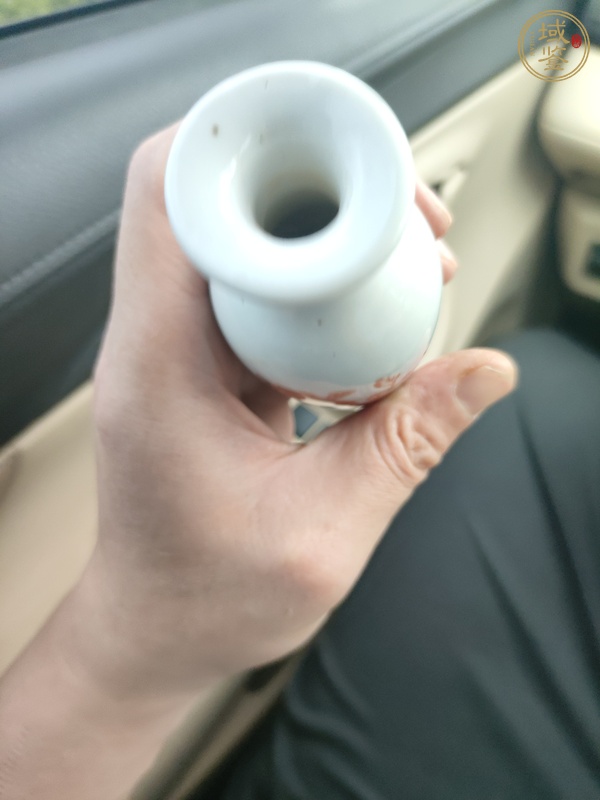 古玩陶瓷礬紅三多紋撇口瓶真品鑒賞圖