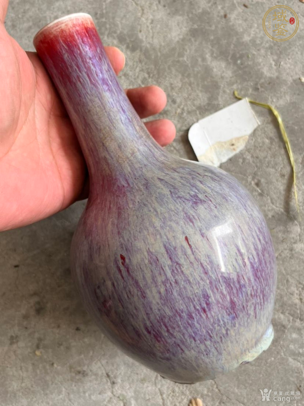 古玩陶瓷鈞紅窯變釉天球瓶真品鑒賞圖