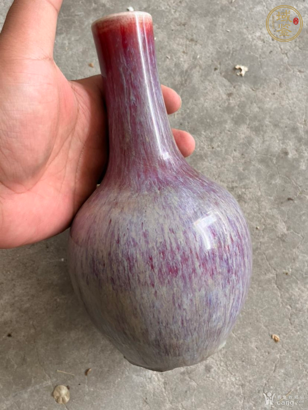 古玩陶瓷鈞紅窯變釉天球瓶真品鑒賞圖