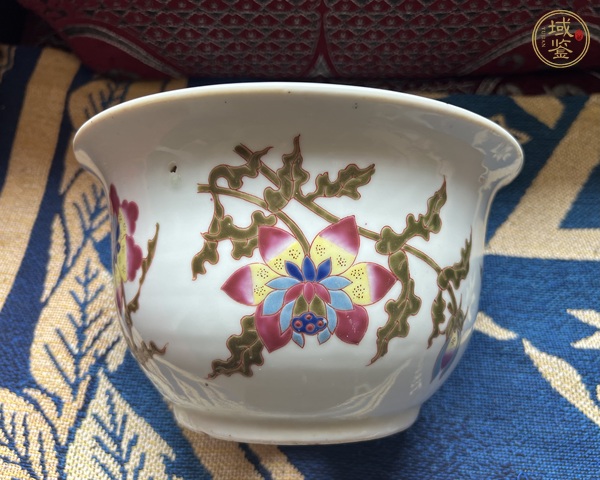 古玩陶瓷料彩花盆真品鑒賞圖