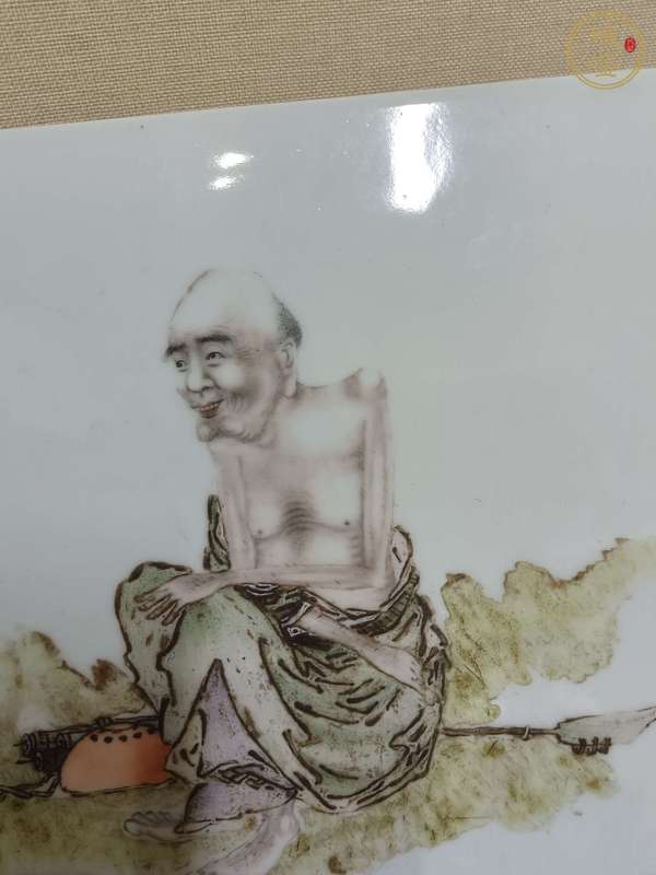 古玩陶瓷粉彩人物瓷板真品鑒賞圖