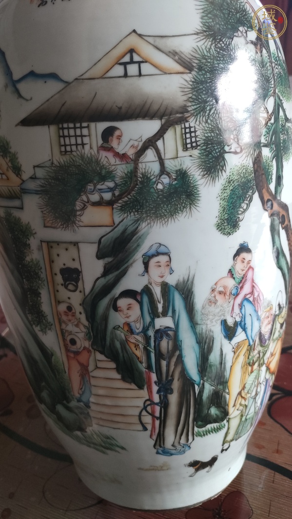 古玩陶瓷民國新粉彩人物大瓶真品鑒賞圖