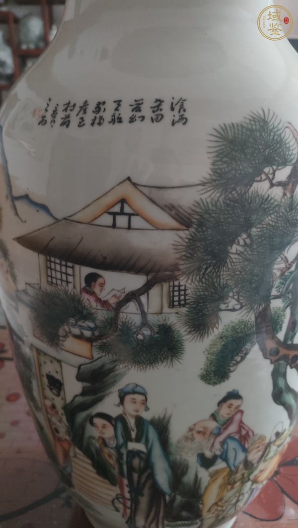 古玩陶瓷民國新粉彩人物大瓶真品鑒賞圖