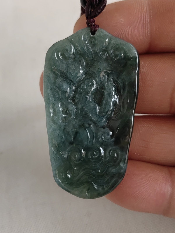 古玩玉器天然翡翠雕“龍牌”拍賣,當前價格298元