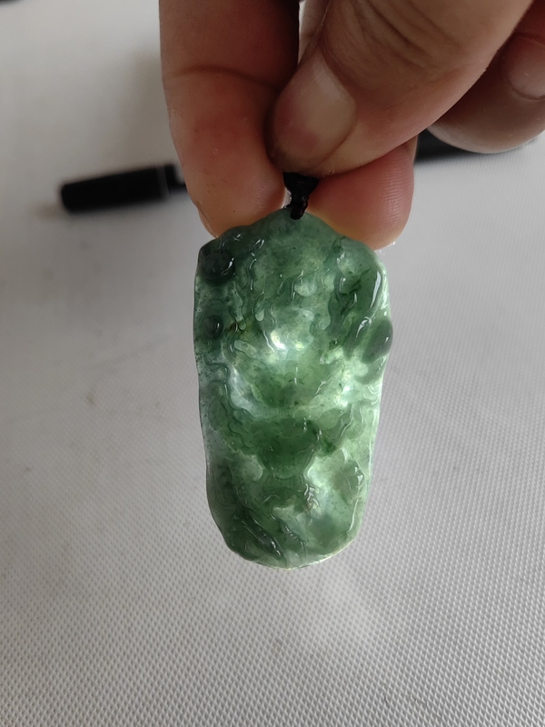 古玩玉器天然翡翠雕“龍牌”拍賣,當前價格298元