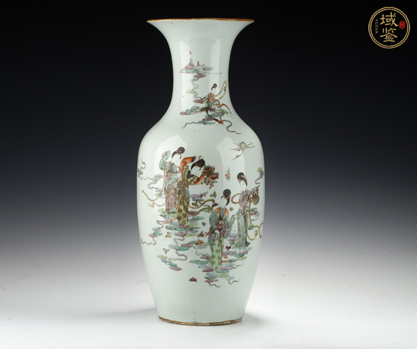 古玩民國·粉彩天女散花紋大瓶真品鑒賞圖