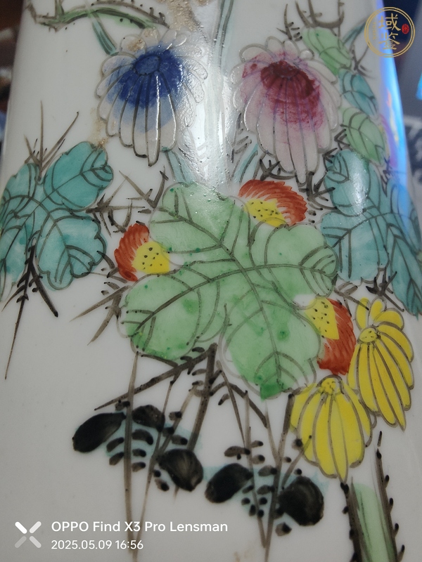 古玩陶瓷花鳥(niǎo)紋帽筒真品鑒賞圖