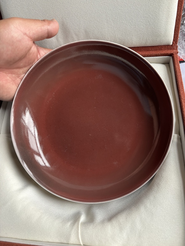古玩陶瓷清乾隆 霽紅釉撇口盤拍賣,當前價格145888元