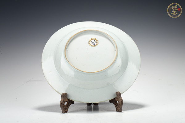 古玩陶瓷清康熙·青花五彩山水花卉紋折沿盤真品鑒賞圖