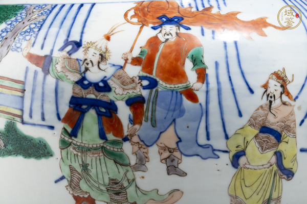 古玩陶瓷清光緒·青花五彩三國(guó)轅門射戟故事圖尊真品鑒賞圖