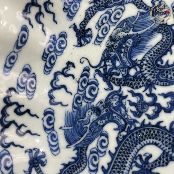 古玩陶瓷清宣統(tǒng) 青花龍紋貝殼盤真品鑒賞圖